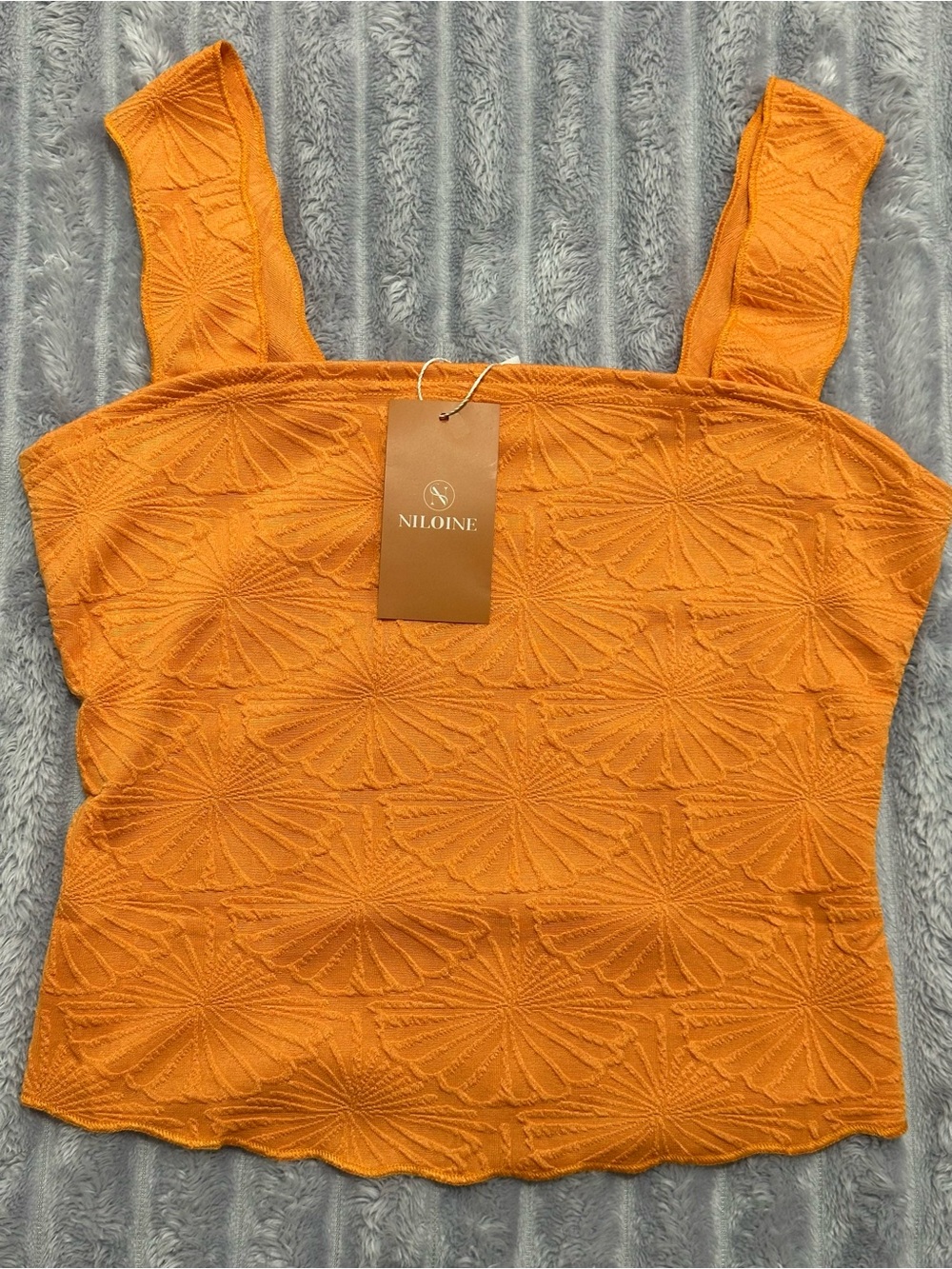 NILOINE Orange Textured Tank Top — Size S, New with Tags